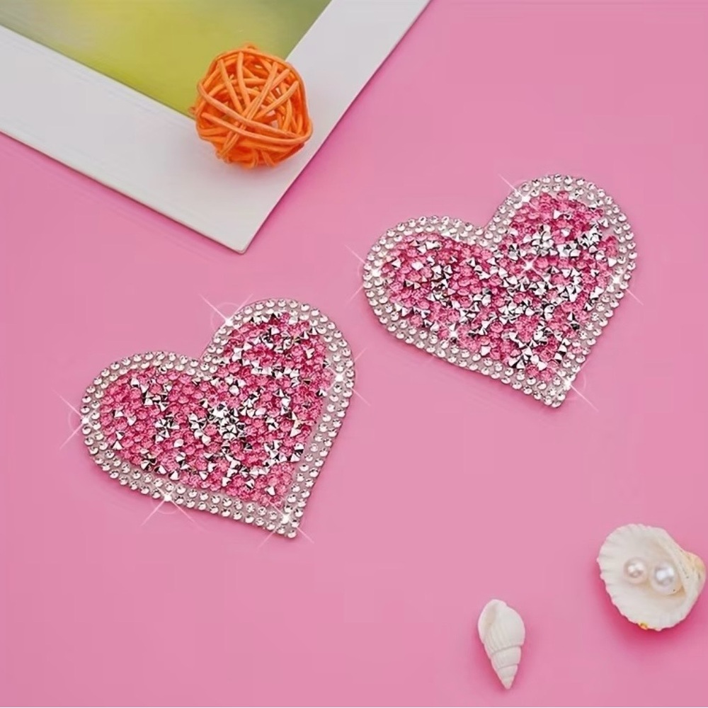 Sparkling Pink Heart Pasties, Nipple Covers, NEW